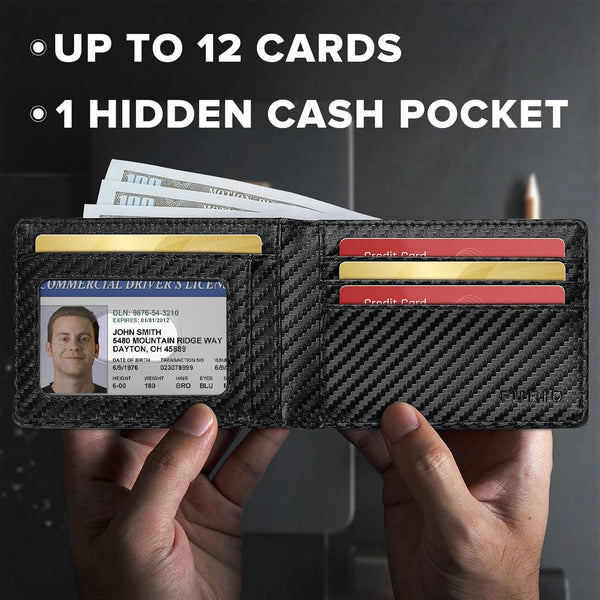 furid Leather Wallet Compatible with Airtag: Slim Air Tag Wallet for Men RFID Blocking, Bifold, Front Pocket, Minimalist Card Holder | RFID