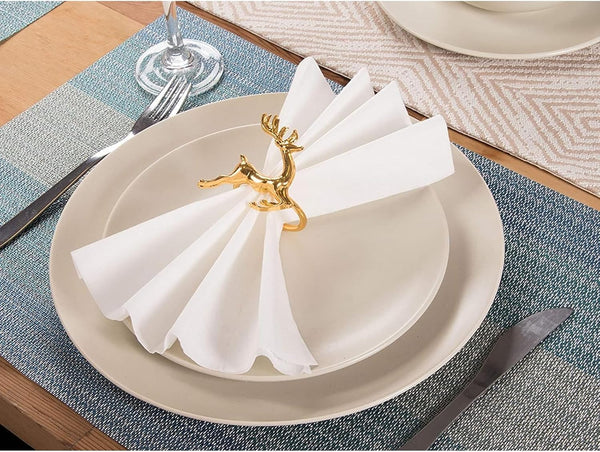 Juvale Heavy-Duty Gold Reindeer Napkin Rings - Reindeer Napkin Holder for Table Setting - Compatible with Gold & Vinyl Placemats - Table Decor