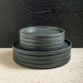 Stone Lain Coupe Stoneware Dinnerware Set, Service for 4, Gray Matte Dinnerware Set Service For 4 Gray Matte