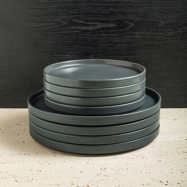 Stone Lain Coupe Stoneware Dinnerware Set, Service for 4, Gray Matte Dinnerware Set Service For 4 Gray Matte