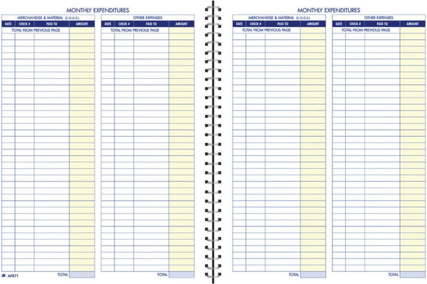 Adams Bookkeeping Record Book, Monthly Format, White (AFR71), 8.5 X 11 Inches