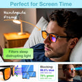 Orange Blue Light Blocking Glasses for Better Sleep - 99.5% Premium Acetate Computer Migraine Glasses for Women & Men - Amber Gaming Glasses - TV