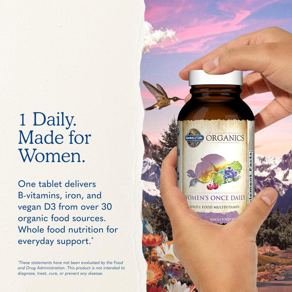 Garden of Life Organics Multivitamin for Women - Women's Once Daily Multi - Whole Food Multi with Iron, Biotin, Vegan Organic Womens Multivitamin