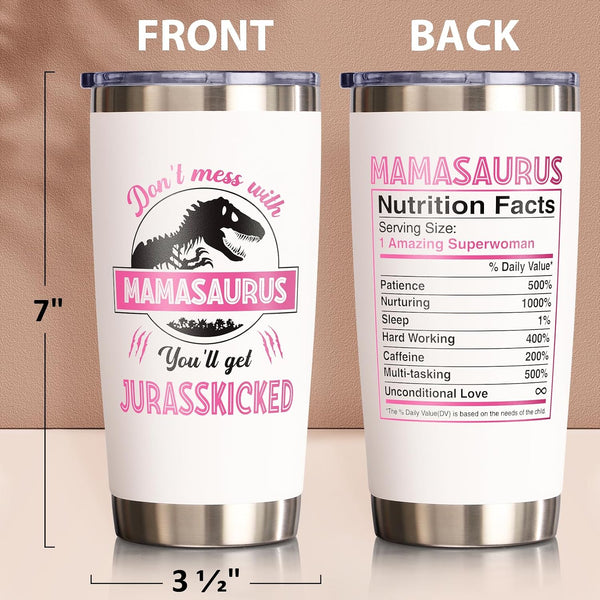 Gifts for Mom, Mothers Day Gifts from Daughter Son, 20 OZ Tumbler Best Mother Birthday Gift for Mama Mother-in-Law Wife Women, Mamasaurus