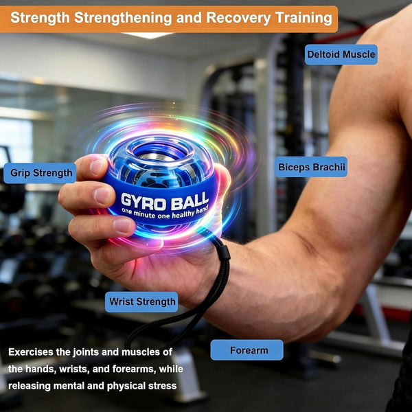 EXBEPE Metal Torque Ball with Light, Weighted Auto-Start Gyro Ball Hand Wrist Forearm Trainer and Strengthener for Exercise Joint and Muscle with