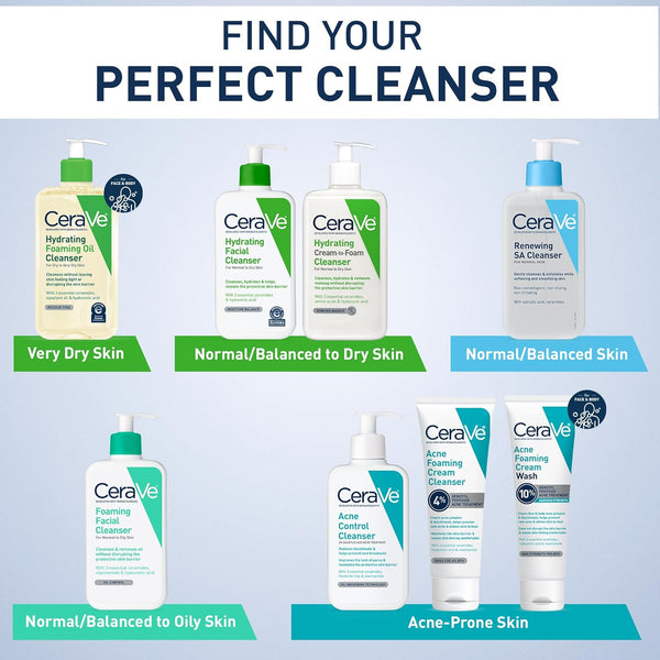 Cerave Hydrating Cream to Foam Cleanser, Makeup Remover Face Wash for Dry Skin, Foaming Facial Cleanser with Hyaluronic Acid, Normal to Dry Skin,