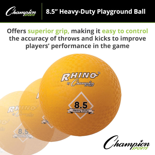 Champion Sports Playground Balls – Single Balls & Sets, Multiple Colors, Durable Nylon-Wound Construction for Kickball & Indoor/Outdoor Play 8.5