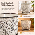 Gepege 6 Inch Beaded Ceramic Planter Set of 2 with Drainage Hole and Saucer for Plants, Indoor-Outdoor Large Round Succulent Orchid Flower Pot