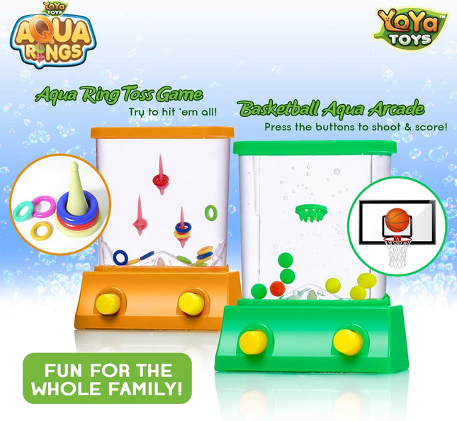 Yoya Toys Aqua Rings Handheld Water Game - Set of 2 - Water Ring Toss and Basket