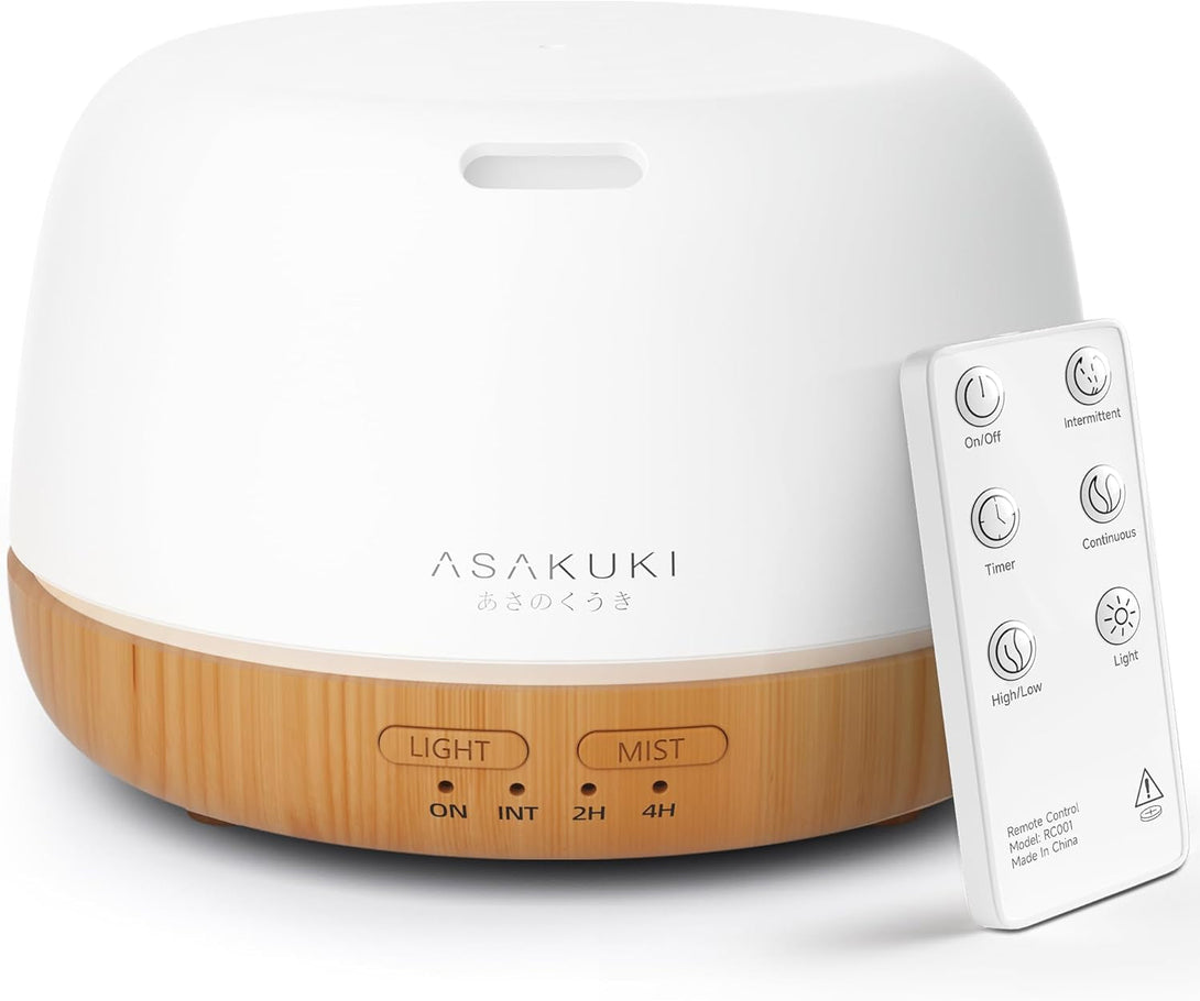 ASAKUKI Essential Oil Diffuser, Ultrasonic Aromatherapy Oil Humidifier with 7 Colors Lights 2 Mist Mode for Home