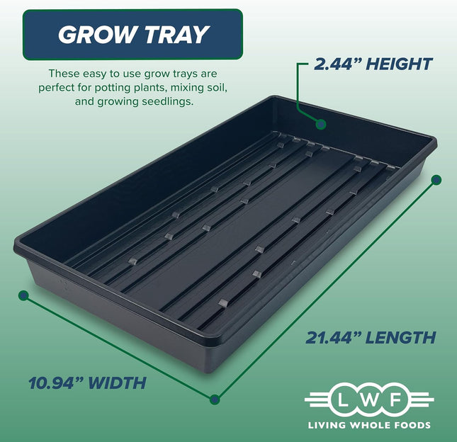 10 Plant Growing Trays (No Drain Holes) - 20" x 10" - Perfect Garden Seed Starter Grow Trays: for Seedlings, Indoor Gardening, Growing