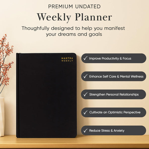 2025 Planner, Daily Journal & Gratitude Journal All-In-One with to Do List, Self Care Prompts & Habit Tracker - 5.8 X 8.3 - Black