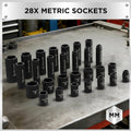 SWANLAKE 3/8" Drive Impact Socket Set, 50-Piece Standard SAE (5/16 to 3/4 Inch) and Metric (8-22Mm) Size, 6 Point, Cr-V, 3/8-Inch Ratchet Handle,