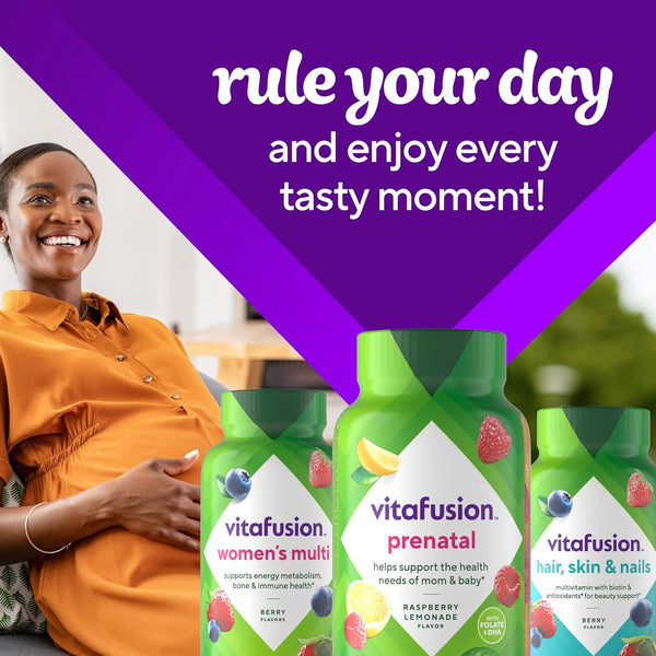 Vitafusion Prenatal Gummy Vitamins, Raspberry Lemonade Flavored, Pregnancy Vitamins for Women, with Folate and DHA, AmericaÃ¢ÂÂS Number 1 Gummy