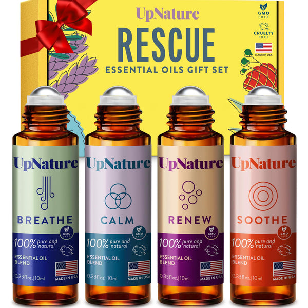 Upnature Essential Oils Roll on Set (Pack of 4) Stress Relief Gift Aromatherapy Oil - Self Care Gifts for Women