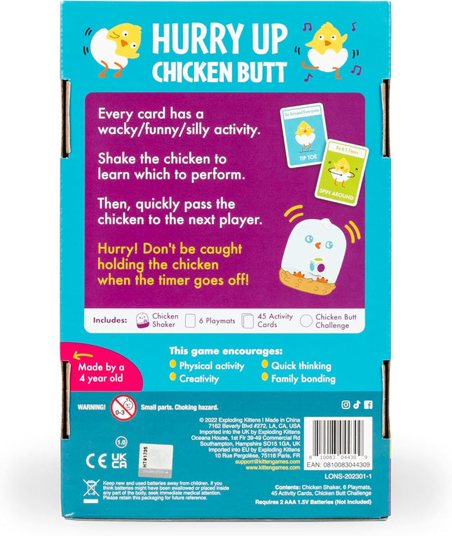 Exploding Kittens Hurry up Chicken Butt 2-6 Players - Ages 4+ - 2 Minutes to Pla