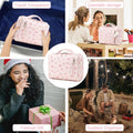Bluboon Makeup Bag Zipper Pouch Travel Toiletry Bag Portable Cosmetic Bag Organizer for Women and Girls(Strawberry Corduroy Beige) Beige