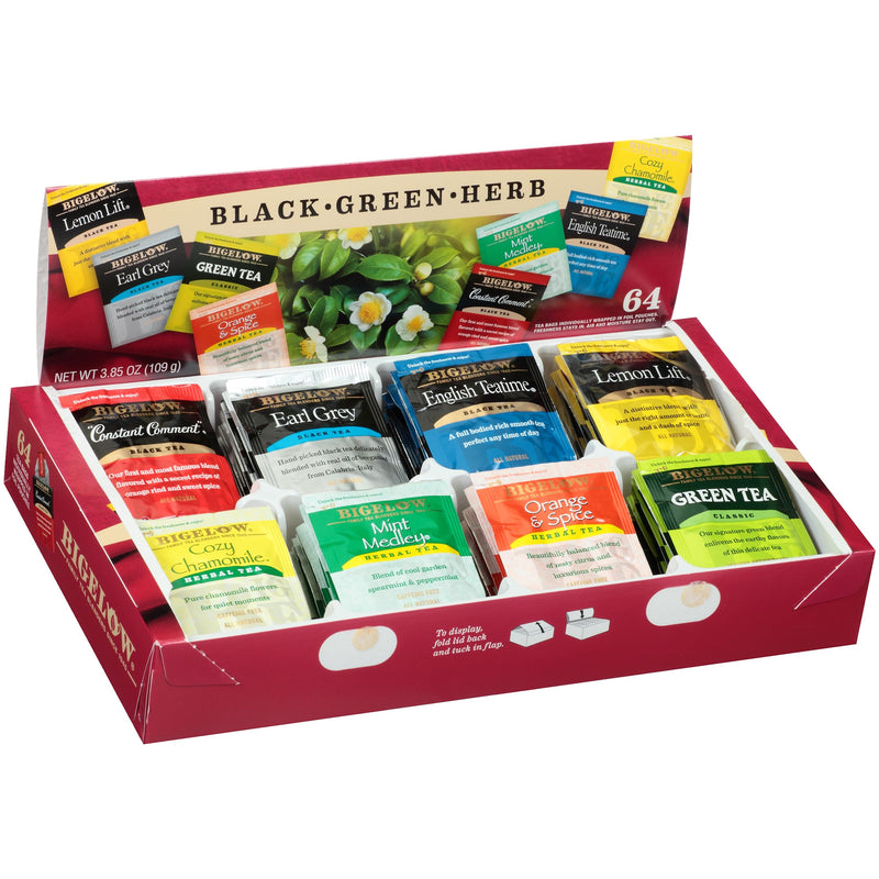 Bigelow Tea Assortment, Green, Black, and Herbal Teas with English Teatime, Constant Comment, Lemon Lift, Earl Grey, Green, Cozy Chamomile, Orange