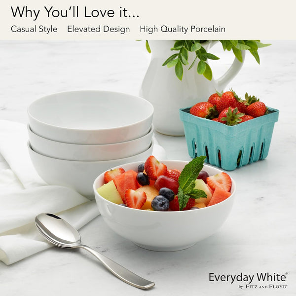 Everyday White Set of 4 Soup Cereal Bowls, 26 oz.