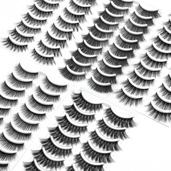 Eliace Eyelashes, (50 Pairs,5 Styles) Faux Mink Lashes Natural Look Wispy Fluffy Handmade Cat Eye False Lash Pack, False Eyelashes Set, Fake