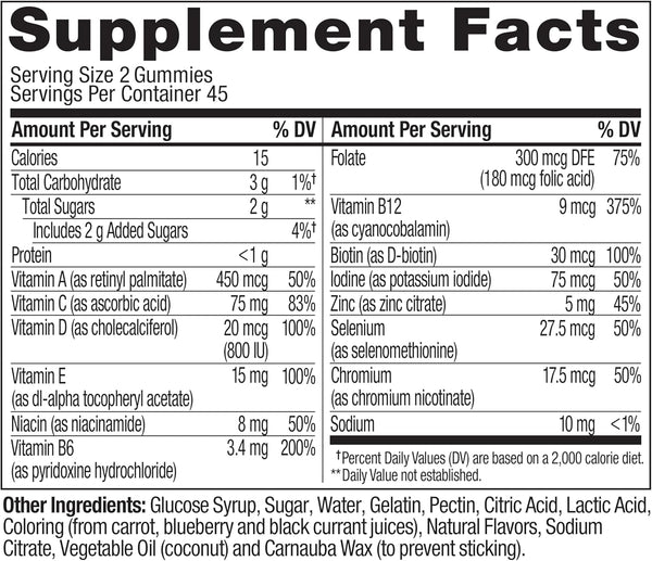 OLLY Men'S Multivitamin Gummy, Vitamins A, C, D, E, B, Zinc, Blackberry Flavor, 45 Day Supply - 90 Count