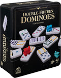 Spin Master Games Double 15 Dominoes Set in Storage Tin Classic Tile Game Multi Color