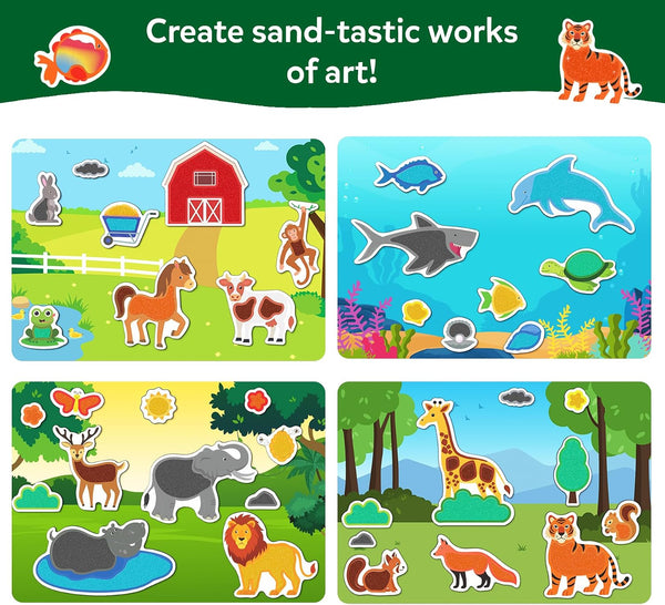 Skillmatics Sand Art Activity - Animals, Create & Stick 50+ Colorful Stickers, Creative Craft Kits & Supplies for Kids, Gifts for Girls & Boys