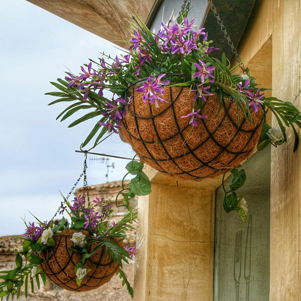 LCHUANG Coco Liners for Planters - 6 Pack 8 Inch Round Hanging Basket Liners, 100% Natural Coconut Fiber Replacement Liners for Hanging Baskets