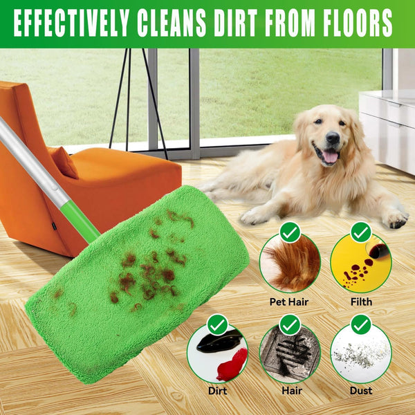 6 Pack Reusable Microfiber Mop Pads for Swiffer Sweeper - Wet & Dry Cleaning Cloths - Mop Head Replacement Washable Refills for Household Floors