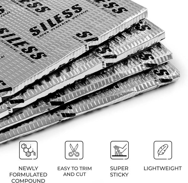 Siless 80 mil 5 sqft Car Sound Deadening mat - Butyl Automotive Sound Deadener - Noise Insulation and Vibration Dampening Material