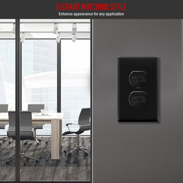 ENERLITES Mid-Size Duplex Receptacle Wall Plate, Electrical Outlet Covers, Gloss Finish, Midway Size 1-Gang 4.88" x 3.11", Polycarbonate