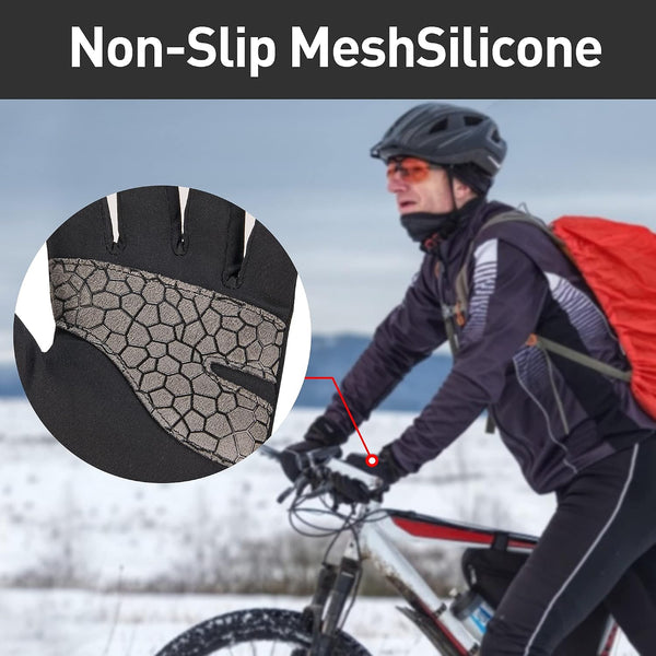 Arcweg Running Gloves Winter Thermal Anti-Slip Touchscreen Gloves Fleece Lining Gloves Men Women for Walking Cycling Driving Black Small-Medium
