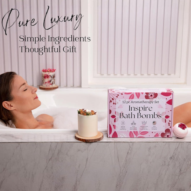Evolutionusa Inspire Bath Bombs for Women, 12 Gorgerous Flower Bath Bombs Topped