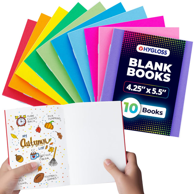 Hygloss Blank Books 4.25 X 5.5 Inches - 10 Pack â Assorted Colors Paperback for Drawing & Writing â Empty Books for 