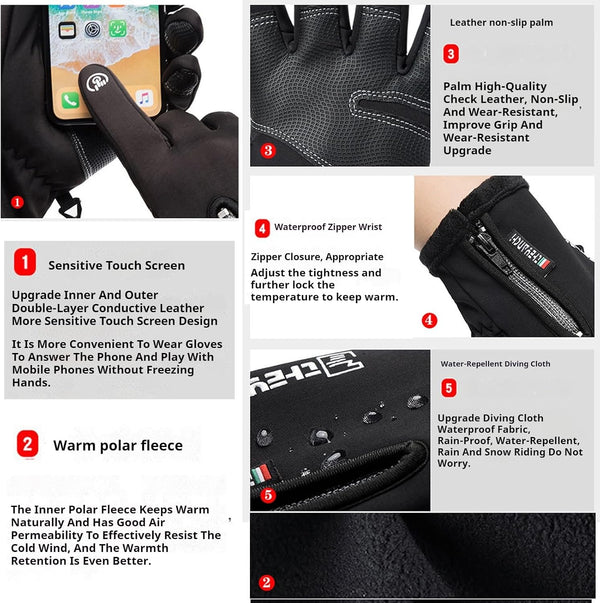 10℉ Winter Gloves Men Women Warm Glove Touch Screen for Cycling Running Fishing Driving Hiking Skiing Cold Weather Large Grey