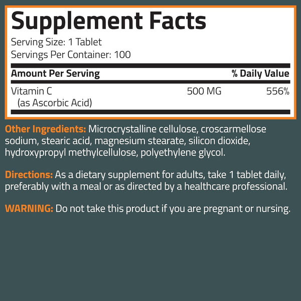 Bronson Vitamin C 500 MG Supports a Healthy Immune System & Antioxidant Protection, Non-Gmo, 250 Vegetarian Tablets