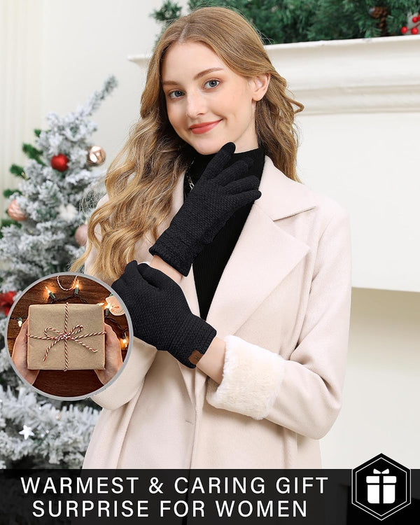 FZ FANTASTIC ZONE Womens Winter Warm Touchscreen Gloves for Cold Weather One Size Black