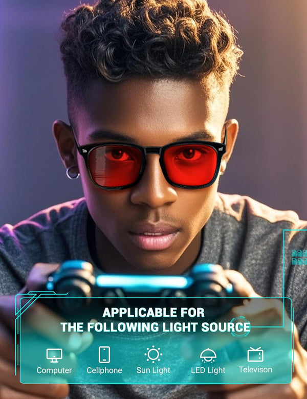 TIJN Sleep Glasses for 99.9% Blue Green Light Blocking Dual AR Coatings Red Lens for Computer Gaming Reduce Eyestrain