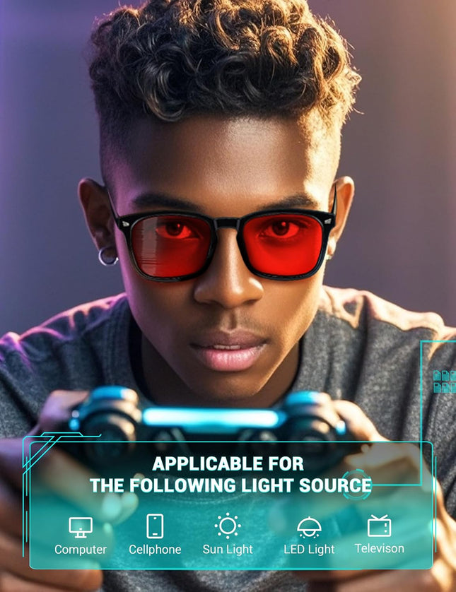 TIJN Sleep Glasses for 99.9% Blue Green Light Blocking Dual AR Coatings Red Lens