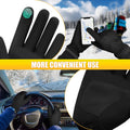ihuan Winter Waterproof Ski Gloves Men Women, Snow Warm Cycling Cold Weather, Driving Biking Running Black Large