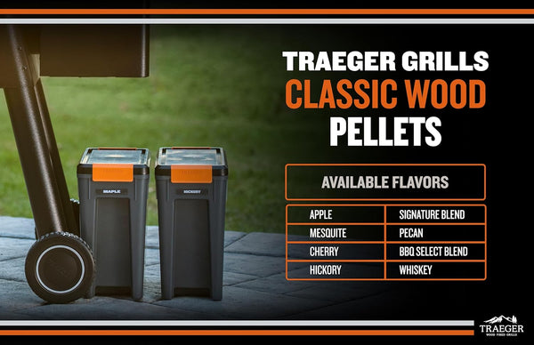 Traeger Grills BAC637 Stay Dry Pellet Storage Bin with Locking Lid, 22Lb Capacity Wood Pellet Container with Flavor Stickers, Stackable Design,