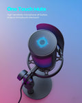 Gaming Microphone, USB PC Mic for Podcasts Videos, Streaming, Condenser Mic with Quick Mute, Tripod Stand, Pop Filter, RGB Indicator, Shock Mount,
