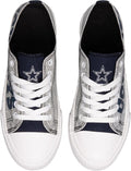 FOCO Womens NFL Team Logo Ladies Fashion Glitter Low Top Canvas Sneakers Shoes Dallas Cowboys 7 Glitter