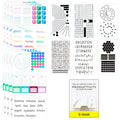 Ultimate Productivity Stencils & Stickers - X20 Sheets of Planner Stickers, X6 Stencils - Calendars, to Do Lists, Habit Trackers, Goals -