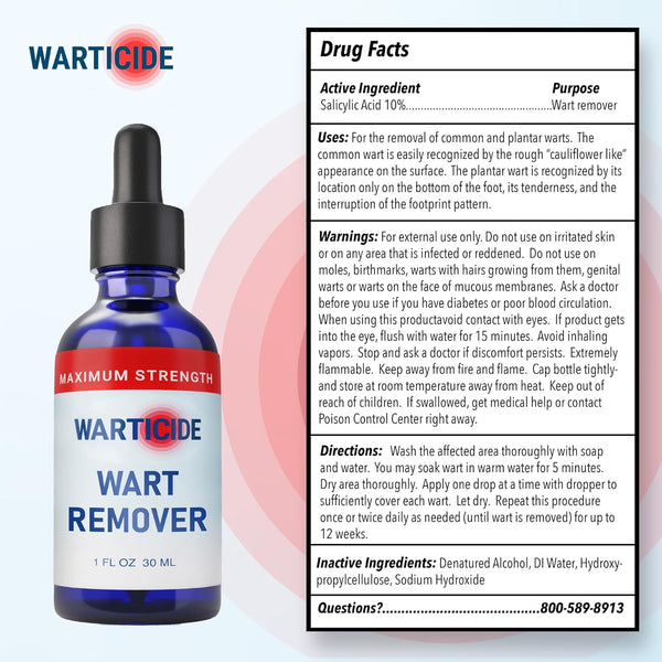 Fast-Acting Wart Remover - Effective Plantar and Genital Wart Removal with Natural Ingredients - Attacks Warts on Contact, Easy Dropper