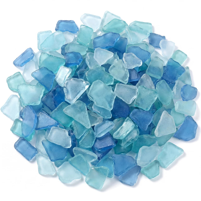 Jetec Sea Glass for Crafts Seaglass Pieces Decor Flat Frosted Sea Glass Vase Filler Crushed for Beach Wedding Party Deco
