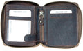 FLW Small Strong Oiled Genuine Leather Wallet with Metal Zipper around without Logos