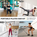Pilates Bar Kit with Resistance Bands, Workout Equipment for Legs, Hip, Waist, Arm, Squats Exercise Equipment for Home Workouts, Adjustable