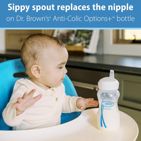 Dr. Brown's Options+ Wide-Neck Baby Bottle Silicone Sippy Spout, 6m+, 2-Pack Transitions Sippy Spout, 6m+ 2 Count (Pack of 1) Nipple
