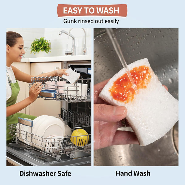 Natural Dish Sponge 24 Pack, Non-Scratch Scrub Sponge, Eco Multipurpose Kitchen Sisal Fiber Cellulose Sponge, Odor-Less Dual-Sided for Dish